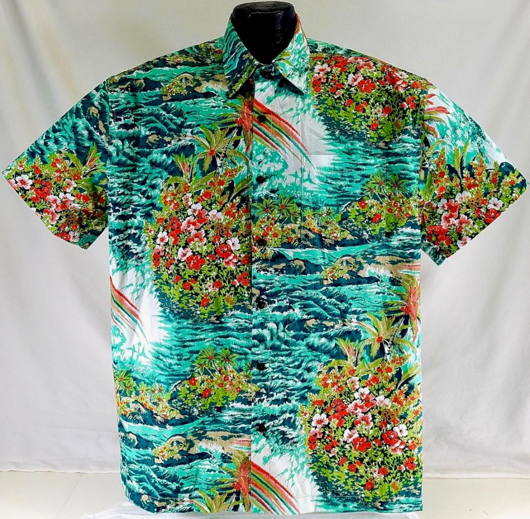 Paradise Island - Teal Vintage Hawaiian Shirt
